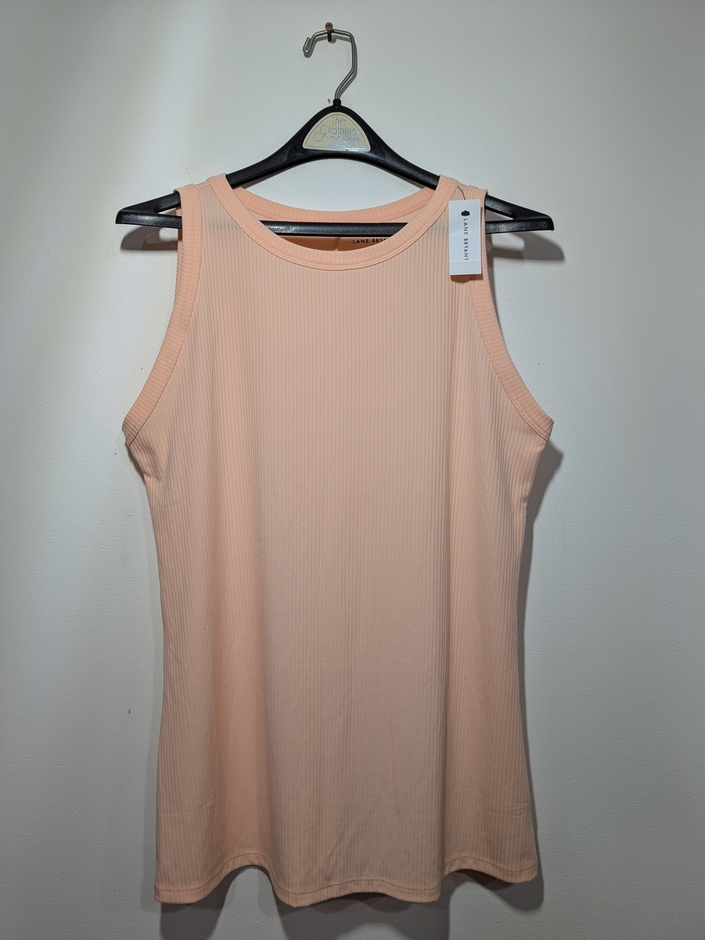 Lane Bryant Apricot Peach Ribbed Crew Neck Stretch Tank Top Women's 14/16